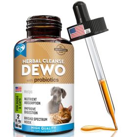 Cats and Dogs Natural Worm Treatment with Probiotic Liquid Herbal Medicine Prevention Medication Supplement Drops for Kitten and Puppies for Daily Us