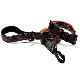 Embossed UV Printed Dog Leash & Collar Set 1.5cm Wide, Waterproof Tear-Resistant Easy To Clean PVC Set, Stylish Patterned Walking Training Gear For S (Option: Red)