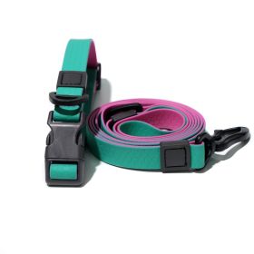 Honeycomb Embossed Dual-Color Pet Leash Set Is Stylish And Fashionable. The Embossed Surface Enhances The Leash's Grip, Preventing Slippage When Held (Option: Greenpurpler-15mm)