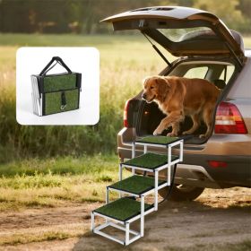 Foldable Dog Ramp For Cars, SUVs, Trucks, Portable Pet Dog Stairs For Large Dogs With Non-Slip Surface  Reinforced Design, Lightweight Yet Sturdy Sup (Option: Green)