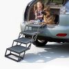 Dog Stairs for Car, 4 Steps Extra Wide Foldable Dog Ramp for Large Dogs with Non-Slip Surface, Portable Lightweight Pet Stairs Ladder for Car, SUV, T